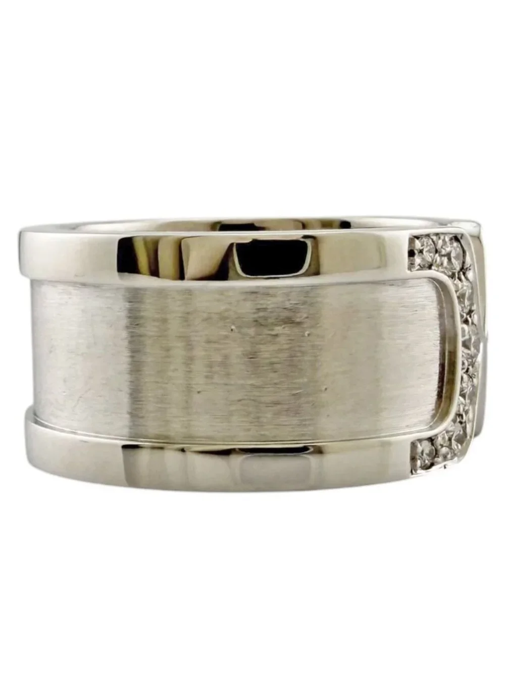 Cartier C2 Wide Ring 18k White Gold Diamond